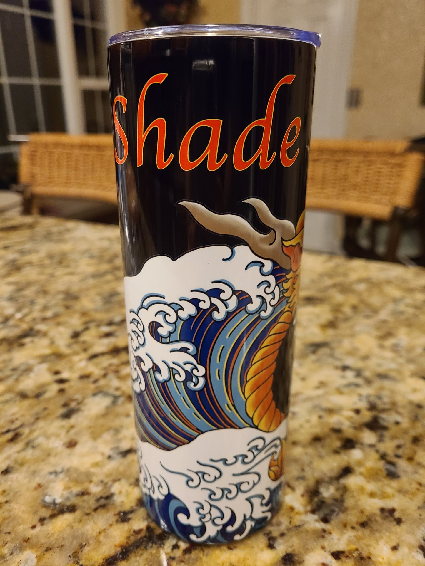 "Shade Time 20 oz insulated stainless steel tumbler with custom artwork"