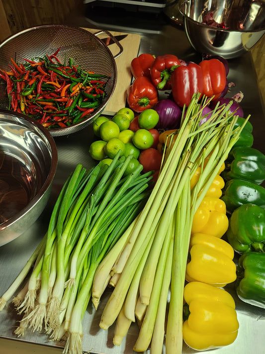 "Ingredients for Shade Time 12 oz. Thai hot sauces"