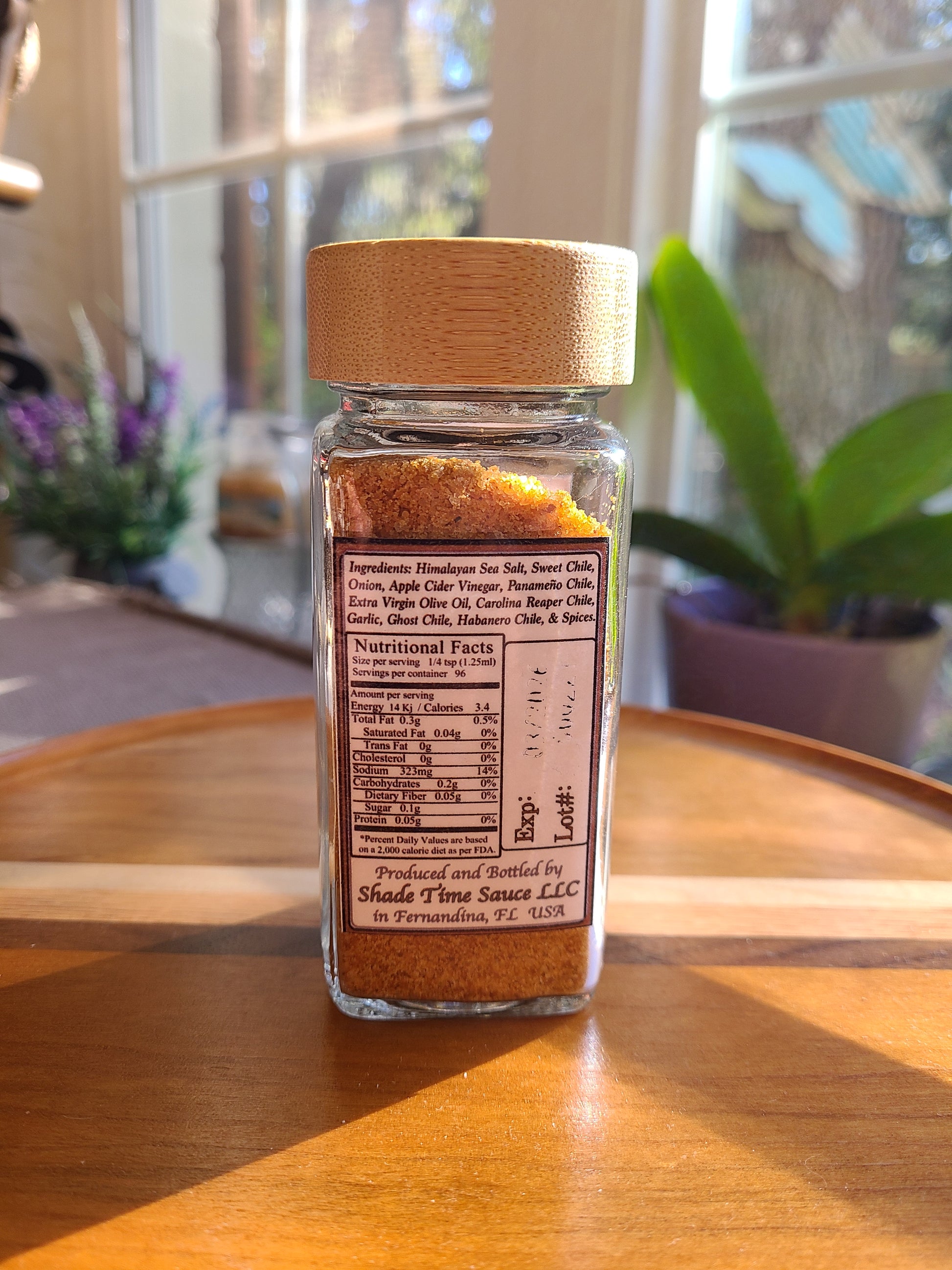 Caribbean Scorch Sea Salt label with ingredients and nutritional data